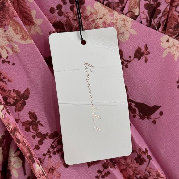 LINE AND DOT Bloom Blouse Size Extra Small NWT Pink Floral Halter Cropped Top - Picture 7 of 13